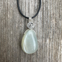 White Moonstone Necklace for New Beginnings, Intuition and Luck. Pewter Accent Piece.