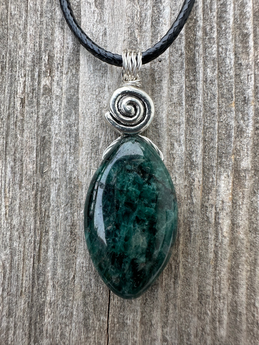 Apatite Necklace for Stability and Manifestation. Swirl to Signify Consciousness.
