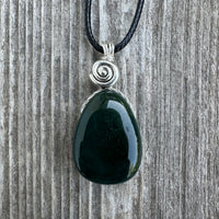 Moss Agate Pendant for Attracting Abundance and Bringing Appreciation. Swirl Signifies Consciousness