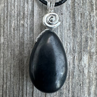 Shungite Necklace for Protection. Swirl Signifies Consciousness