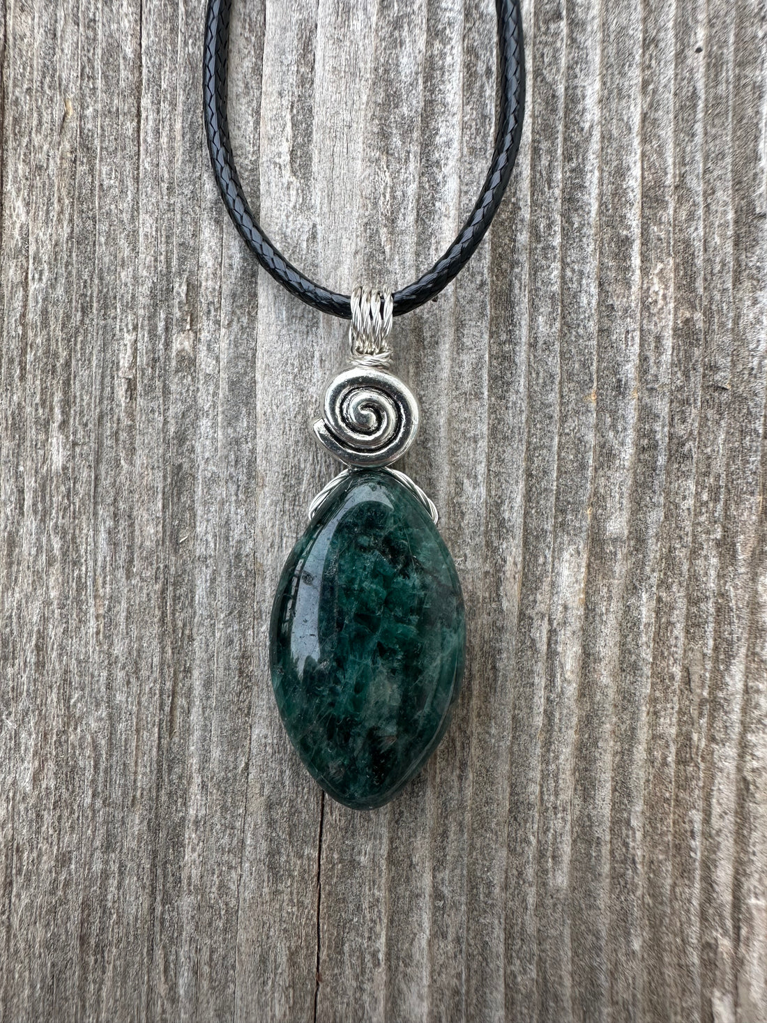 Apatite Necklace for Stability and Manifestation. Swirl to Signify Consciousness.