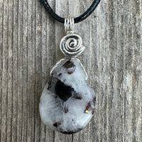 Siderite in Cryolite for Opening Chakras, Positivity, and Intuition. Swirl to Signify Consciousness. 18 inch Cable Included.