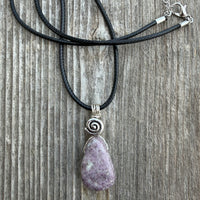 Lepidolite for Quiet and Stability. Swirl for Higher Consciousness and Black Cable