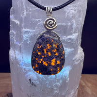 Yooperlite Necklace for Balance, Tranquility and Clarity. Spiral to Signify Consciousness.