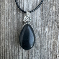 Shungite Necklace for Protection. Swirl Signifies Consciousness