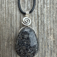 Yooperlite Necklace for Balance, Tranquility and Clarity. Spiral to Signify Consciousness.