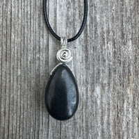 Shungite Necklace for Protection. Swirl Signifies Consciousness