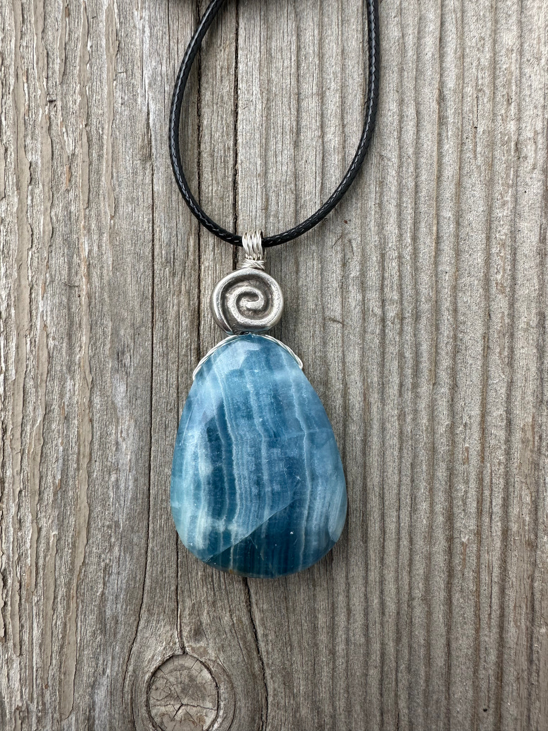 Aragonite Pendant For Grounding and Past Life Regression. Swirl for Consciousness.