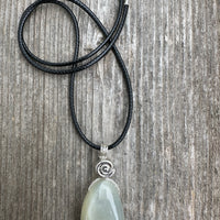 White Moonstone Necklace for New Beginnings, Intuition and Luck. Pewter Accent Piece.