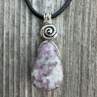 Lepidolite for Quiet and Stability. Swirl for Higher Consciousness and Black Cable