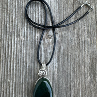 Moss Agate Pendant for Attracting Abundance and Bringing Appreciation. Swirl Signifies Consciousness