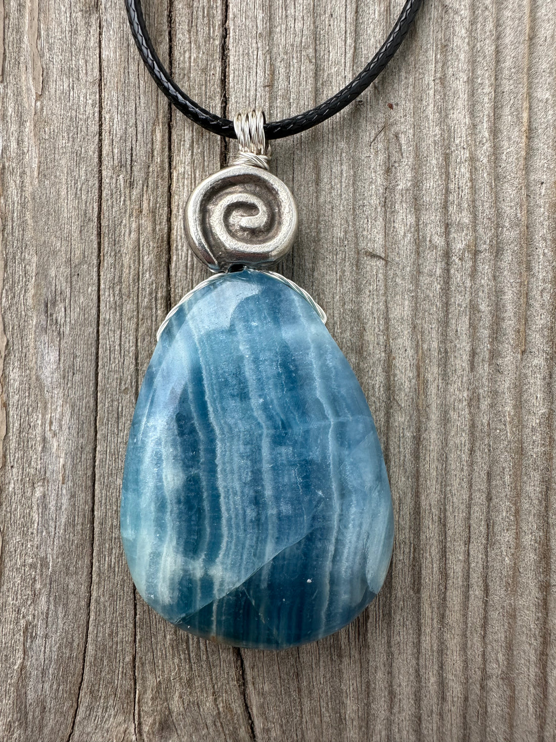 Aragonite Pendant For Grounding and Past Life Regression. Swirl for Consciousness.