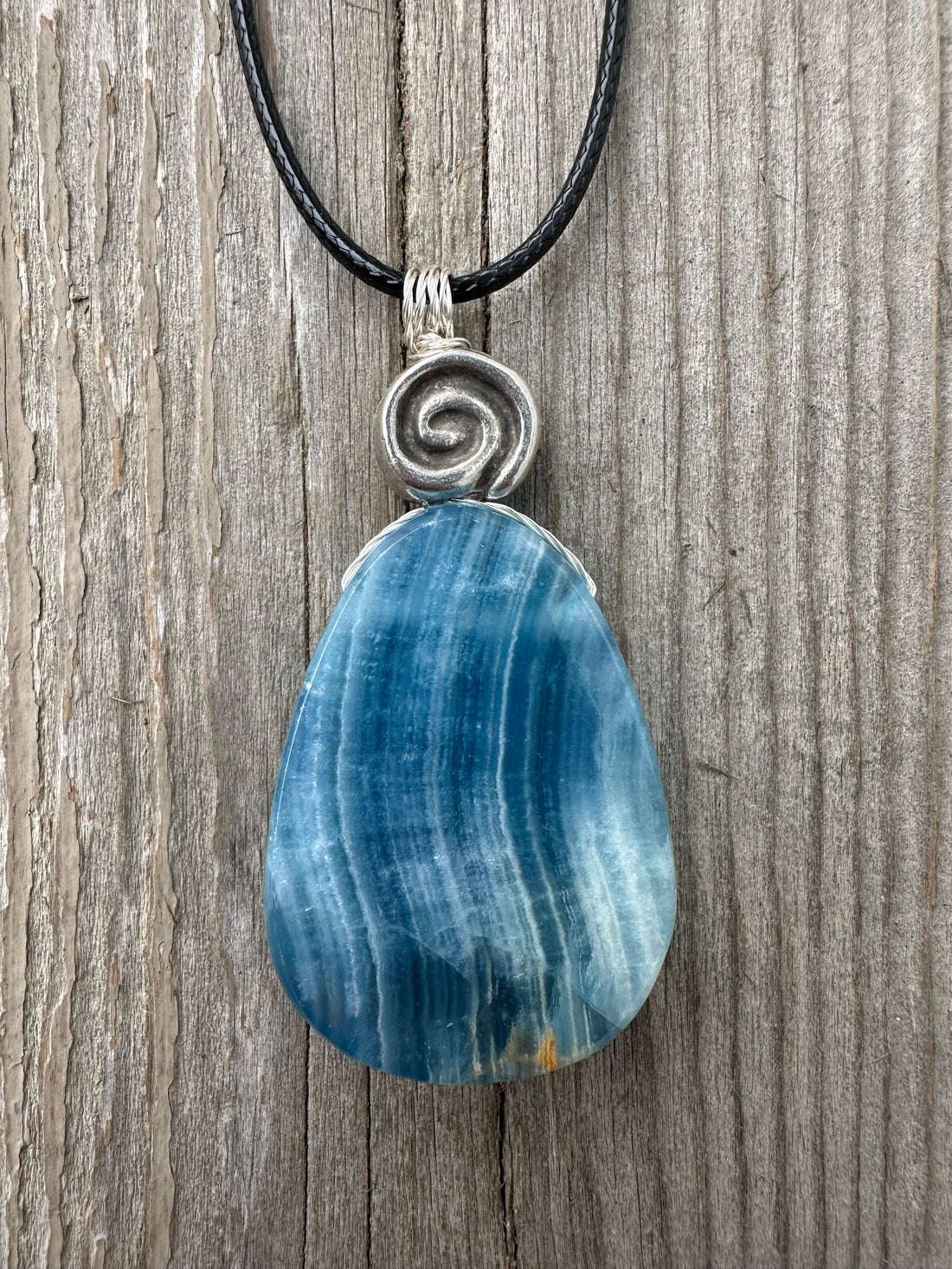 Aragonite Pendant For Grounding and Past Life Regression. Swirl for Consciousness.