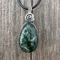 Seraphinite For Enlightenment and Opening Chakras. Swirl Signifies Consciousness