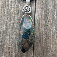 Azurite with Malachite for Higher Consciousness, Grounding and Amplifying Energy. Swirl to Signify Consciousness.