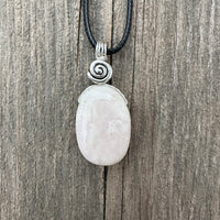 Pink Calcite (Mangano Calcite) Pendant for Opening Awareness. Swirl to Signify Consciousness.