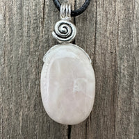 Pink Calcite (Mangano Calcite) Pendant for Opening Awareness. Swirl to Signify Consciousness.