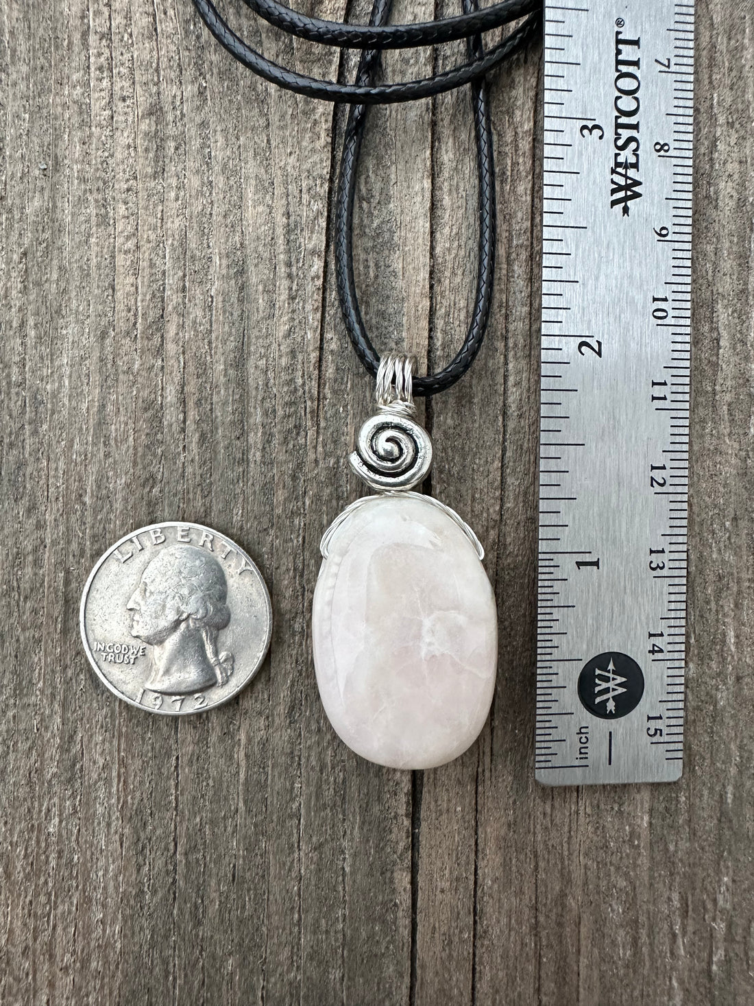 Pink Calcite (Mangano Calcite) Pendant for Opening Awareness. Swirl to Signify Consciousness.