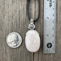 Pink Calcite (Mangano Calcite) Pendant for Opening Awareness. Swirl to Signify Consciousness.