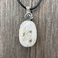 Pink Calcite (Mangano Calcite) Pendant for Opening Awareness. Swirl to Signify Consciousness.