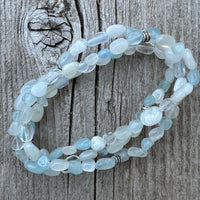 Aquamarine Bracelet with Moonstone for Courage, Release and Closure.