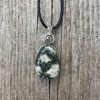 Preseli Bluestone Necklace for Protection & Psychic Growth. Spiral to Signify Consciousness.