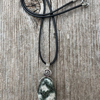 Preseli Bluestone Necklace for Protection & Psychic Growth. Spiral to Signify Consciousness.