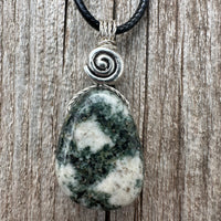 Preseli Bluestone Necklace for Protection & Psychic Growth. Spiral to Signify Consciousness.