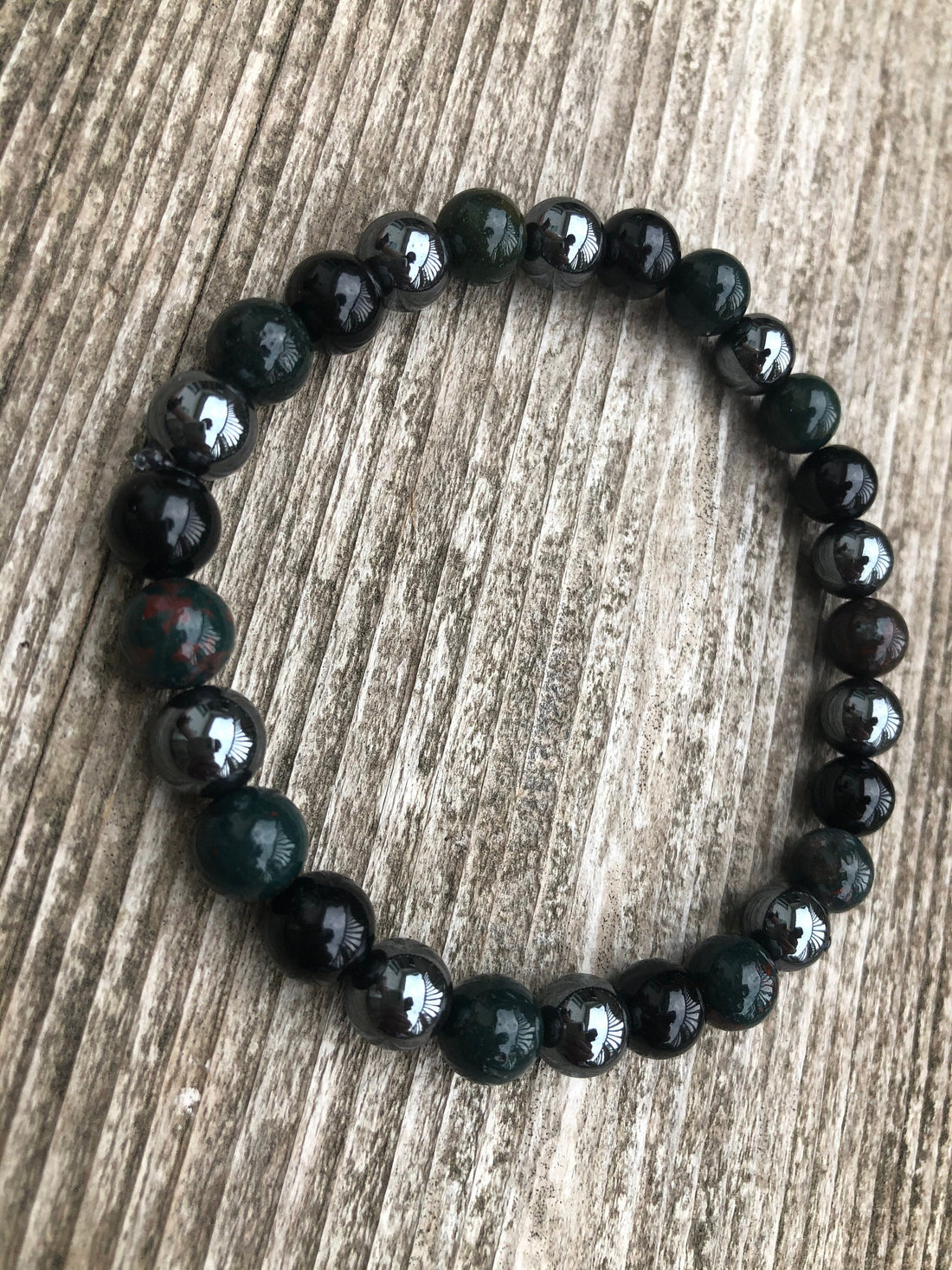 Bracelet for Grounding with Bloodstone, Hematite, and Black Onyx