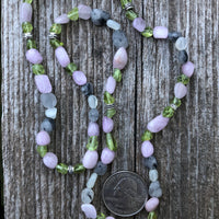Kunzite, Peridot, Moonstone and Tourmalated Quartz Bracelet/Necklace