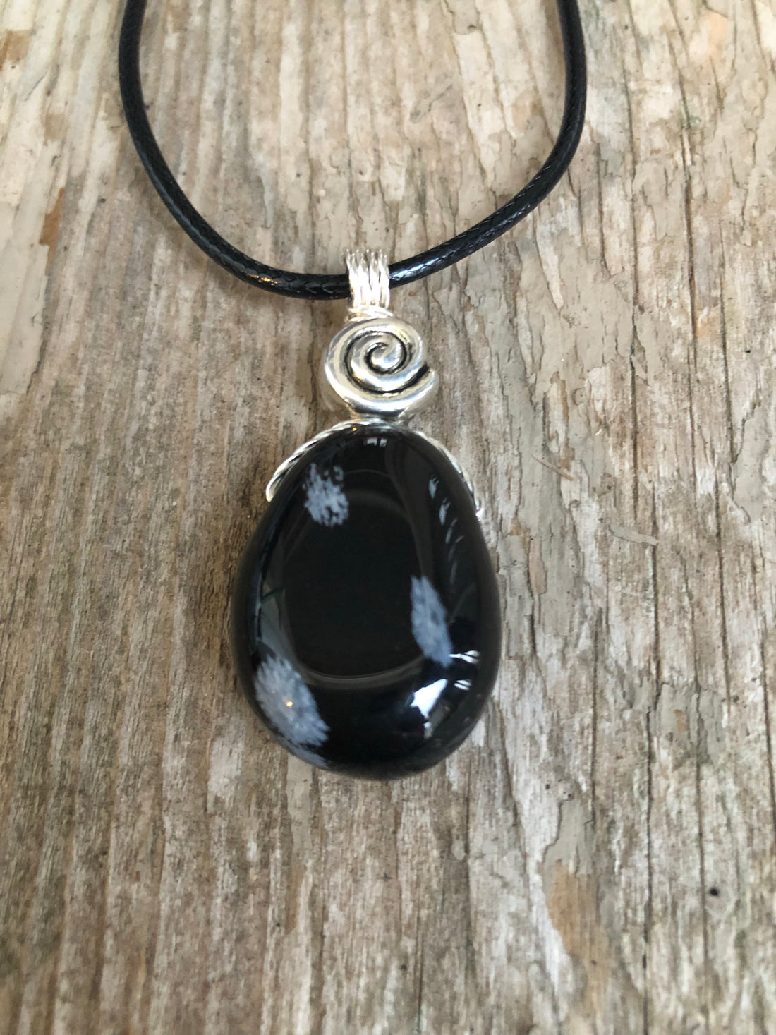 Snowflake Obsidian for Balance. Swirl for Higher Consciousness.