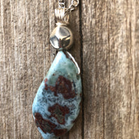 Larimar for Raising Consciousness, Communicating with Angelic Realm and Releasing. Stainless Steel Chain
