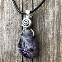 Fluorite with Opal for Protection, Higher Consciousness, and Intuition. Swirl to Signify Consciousness. 18 inch Cable