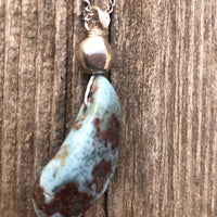Larimar for Raising Consciousness, Communicating with Angelic Realm and Releasing. Stainless Steel Chain