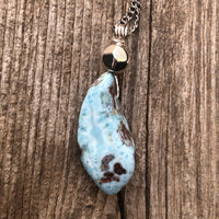 Larimar for Raising Consciousness, Communicating with Angelic Realm and Releasing. Stainless Steel Chain