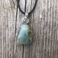 Chrysoprase for Truth, Hope and Peace. Swirl to Signify Consciousness. 18 Inch Cable Included.