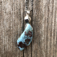 Larimar for Raising Consciousness, Communicating with Angelic Realm and Releasing. Stainless Steel Chain