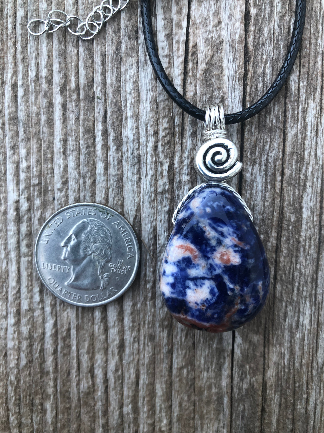 Sodalite for Creativity and Inspiration. Swirl to Signify Consciousness.