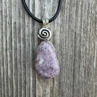 Lepidolite for Quiet and Stability. Swirl for Higher Consciousness and Black Cable