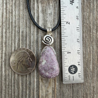 Lepidolite for Quiet and Stability. Swirl for Higher Consciousness and Black Cable