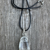 Rock Crystal for Wisdom, Loyalty and Protection. Swirl to Signify Consciousness.