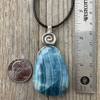 Aragonite Pendant For Grounding and Past Life Regression with Swirl for Higher Consciousness and Black Cable