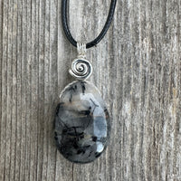 Tourmalated Quartz to Strengthen Auric Field, Bring Energy and Protection. Swirl Signifies Consciousness