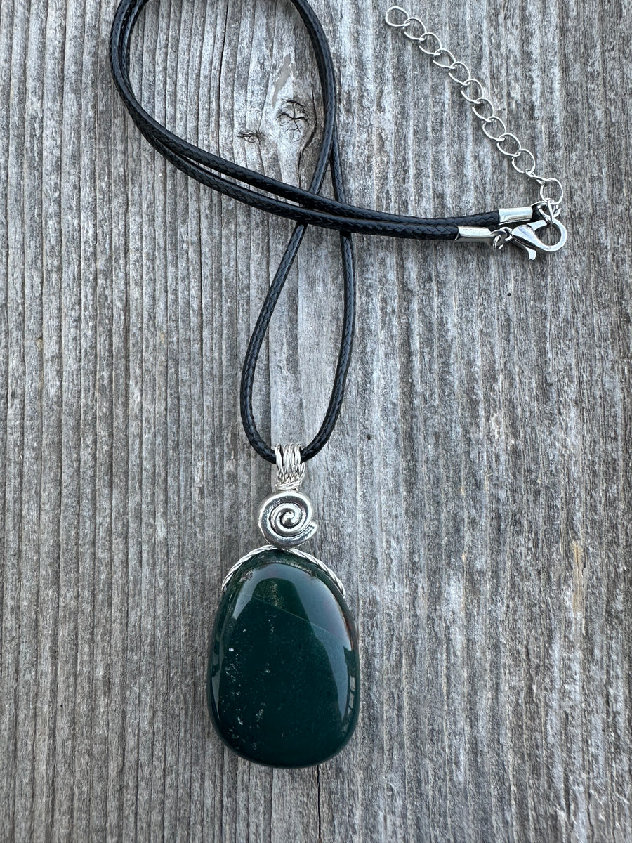 Bloodstone Pendant a Mystical Stone Bringing Understanding, Calm and Courage.