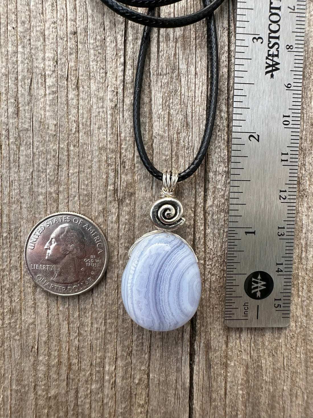 Blue Lace Agate Necklace for Serenity and Breaking Unhealthy Patterns. Swirl for Higher Consciousness.