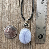 Blue Lace Agate Necklace for Serenity and Breaking Unhealthy Patterns. Swirl for Higher Consciousness.