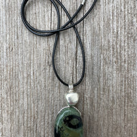 Kambaba Jasper for Peace, Grounding & Restful Sleep. Pewter Accent Piece.