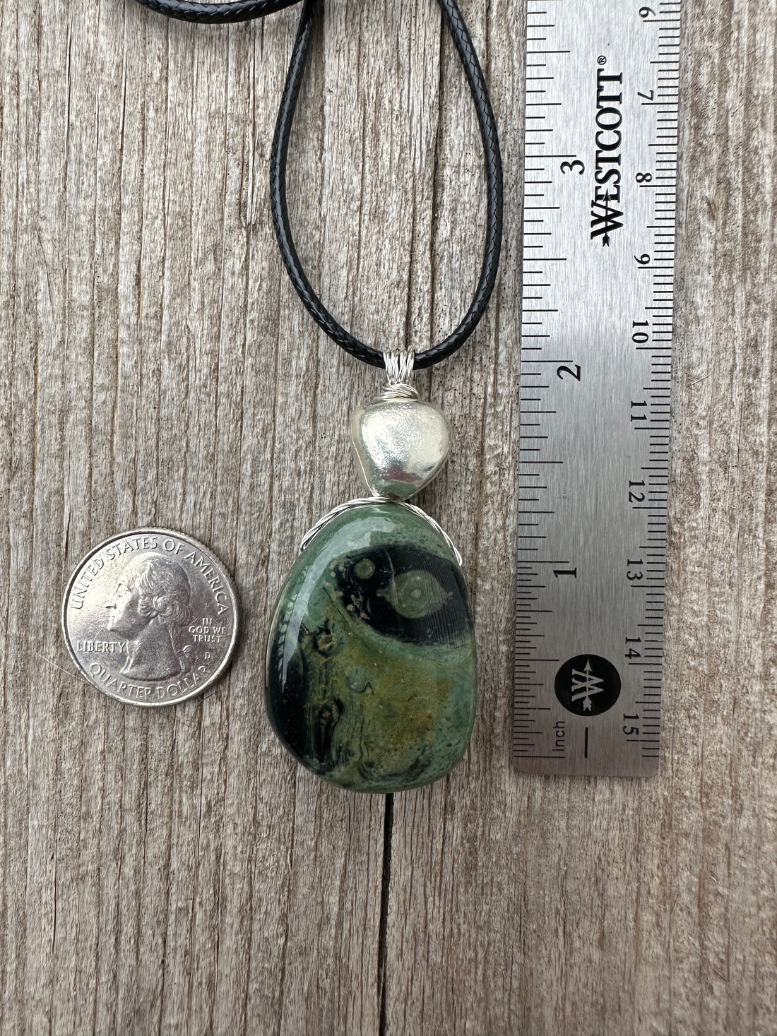 Kambaba Jasper for Peace, Grounding & Restful Sleep. Pewter Accent Piece.