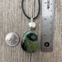 Kambaba Jasper for Peace, Grounding & Restful Sleep. Pewter Accent Piece.