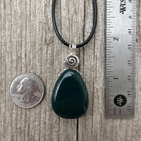 Bloodstone Pendant a Mystical Stone Bringing Understanding, Calm and Courage. Pewter Accent Piece